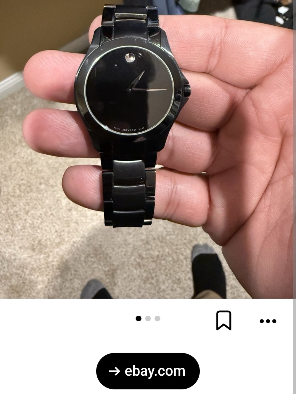Movado Black PVD Stainless Steel Minimalist Museum Watch